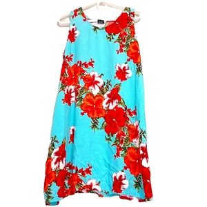Hawaiian dress with gorgeous orange & red flowers